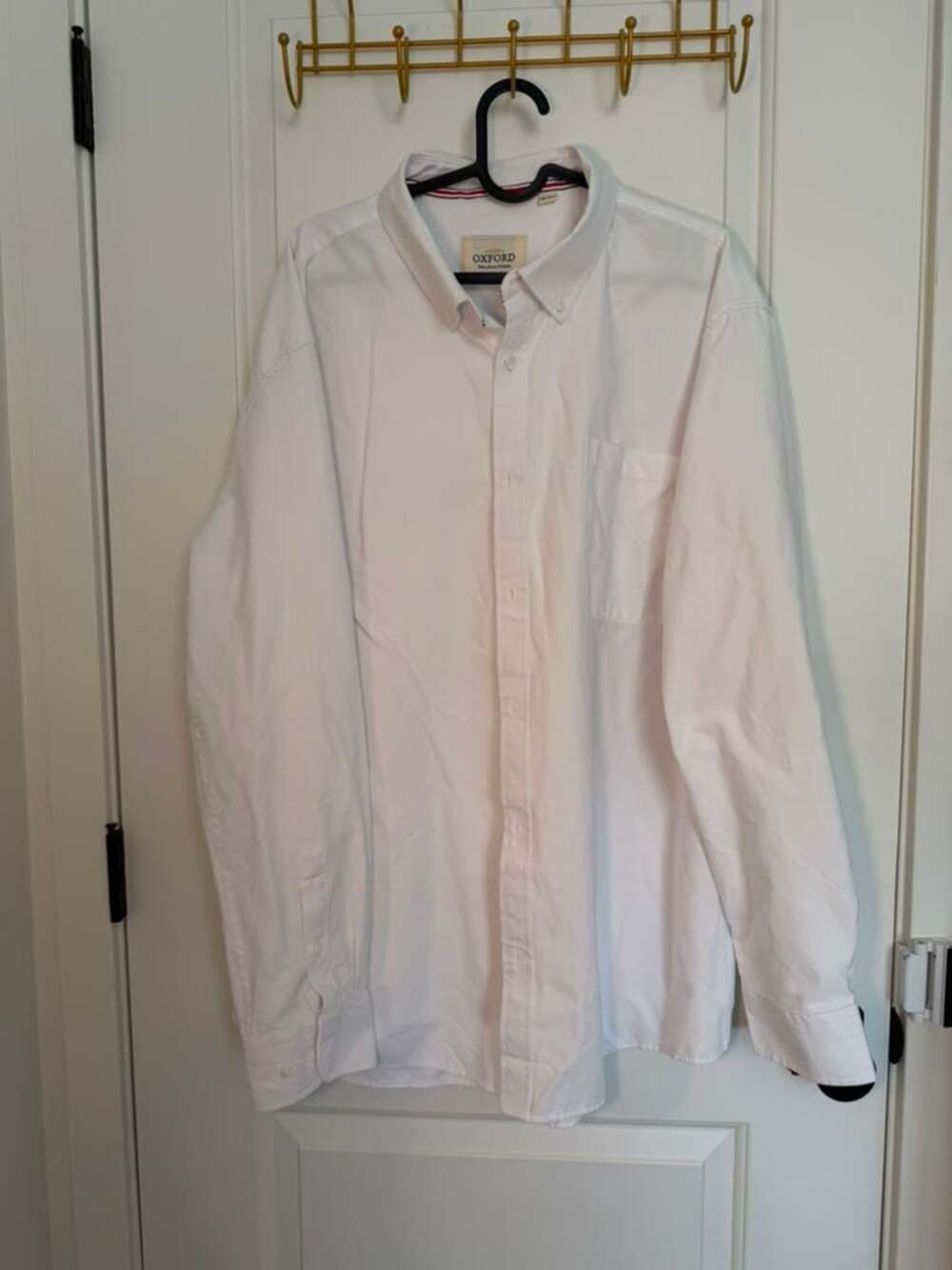Oxford Men's Luxury Collection White Long Sleeve Button-Down Shirt 2XL-Tall